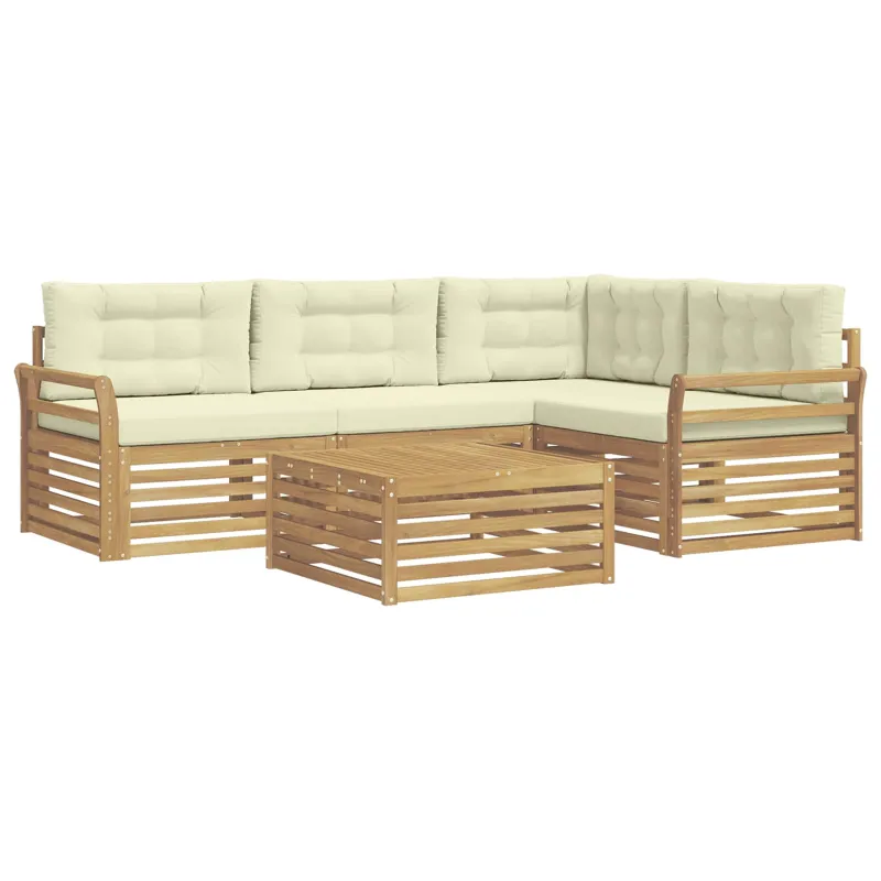 Lauko sofos komplektas 5 pcs Balta ir kreminė 79 x 79 x 37 cm