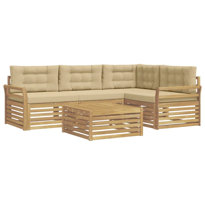 Lauko sofos komplektas 5 pcs Balta ir kreminė 79 x 79 x 37 cm
