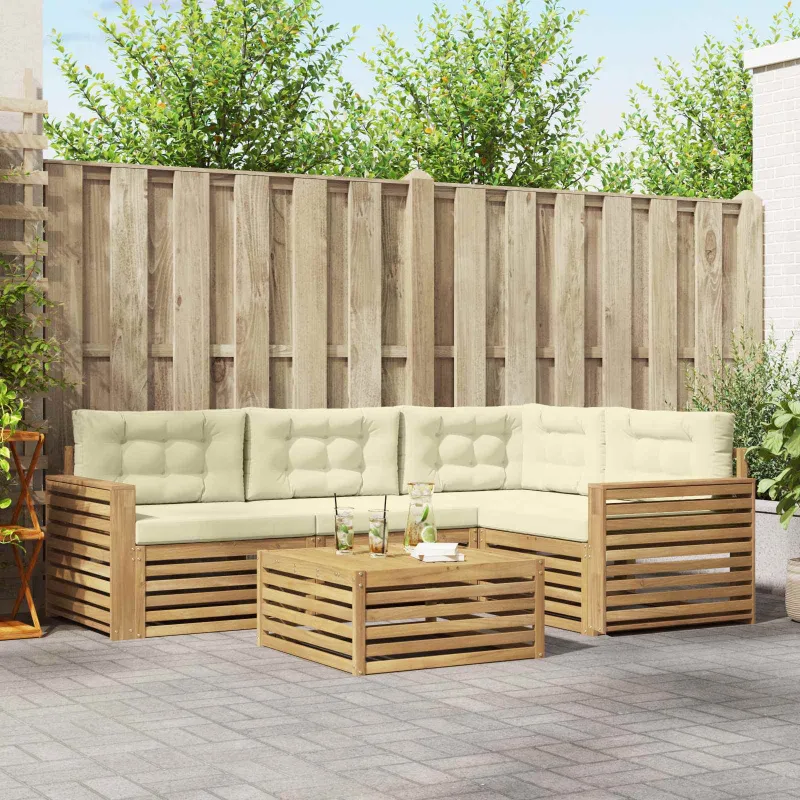 Lauko sofos komplektas 5 pcs Balta ir kreminė 79 x 79 x 37 cm