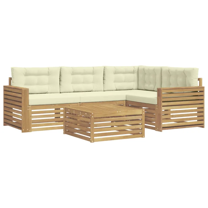 Lauko sofos komplektas 5 pcs Balta ir kreminė 79 x 79 x 37 cm