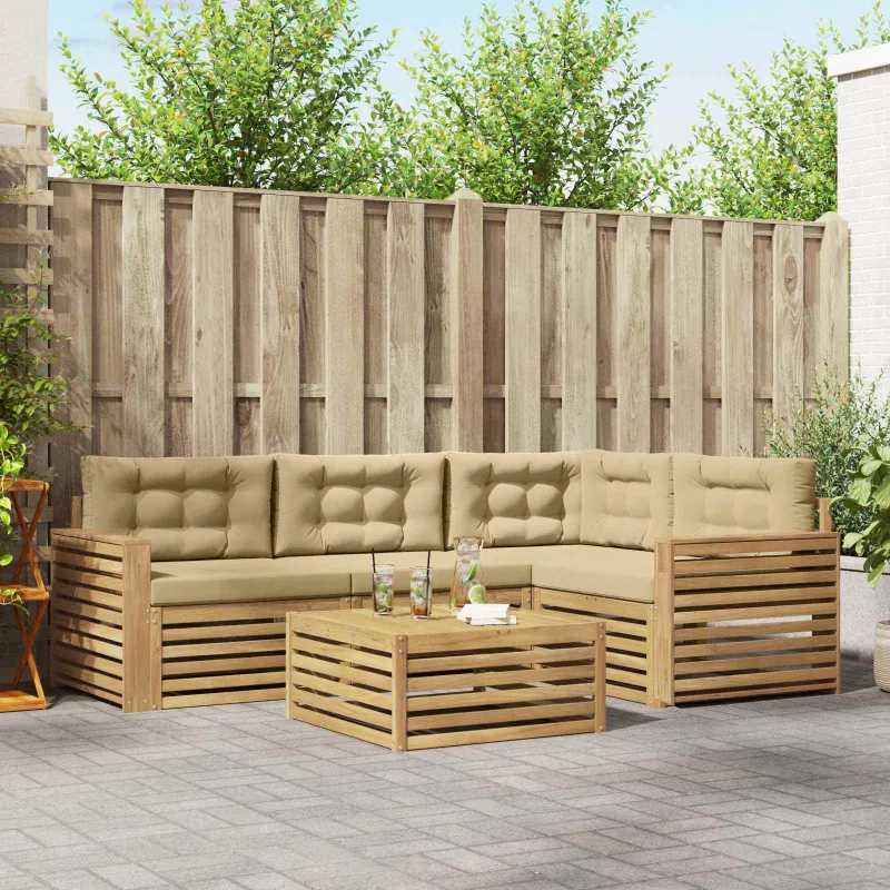 Lauko sofos komplektas 5 pcs Balta ir kreminė 79 x 79 x 37 cm