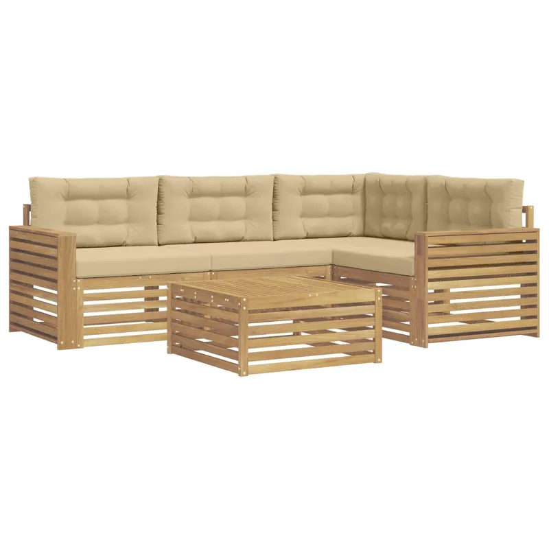 Lauko sofos komplektas 5 pcs Balta ir kreminė 79 x 79 x 37 cm