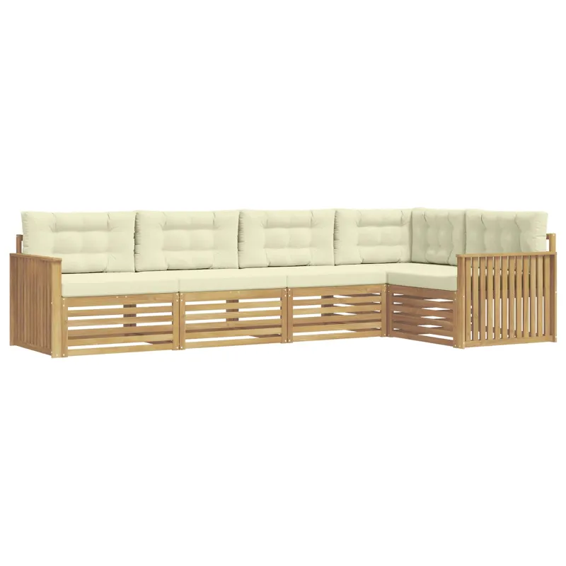 Lauko sofos komplektas 5 pcs Balta ir kreminė