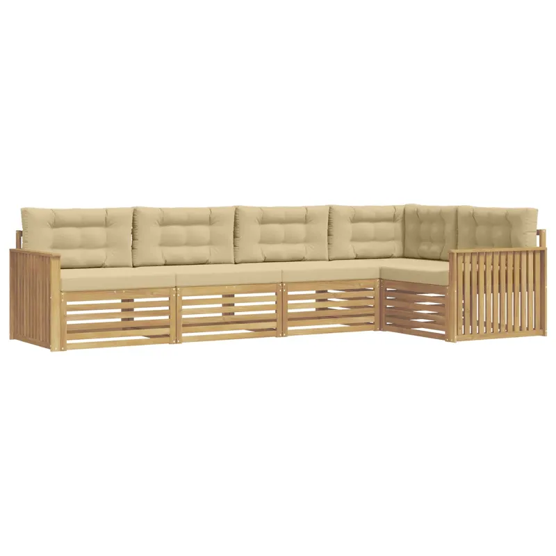 Lauko sofos komplektas 5 pcs Balta ir kreminė