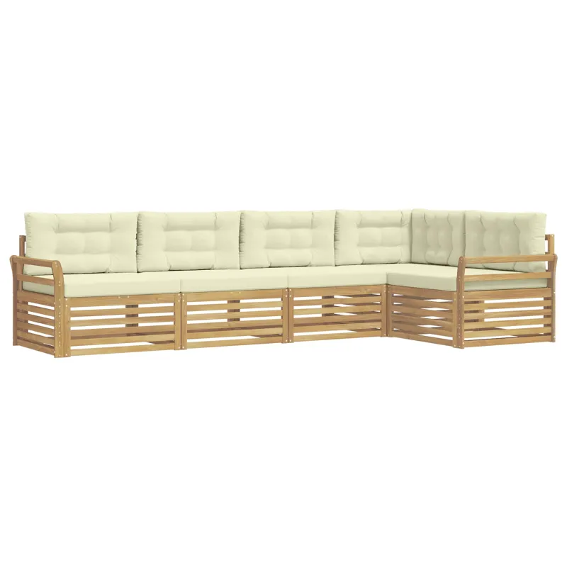 Lauko sofos komplektas 5 pcs Balta ir kreminė