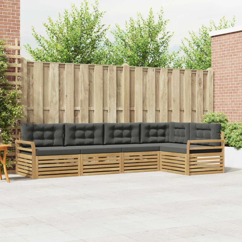Lauko sofos komplektas 5 pcs Balta ir antracito