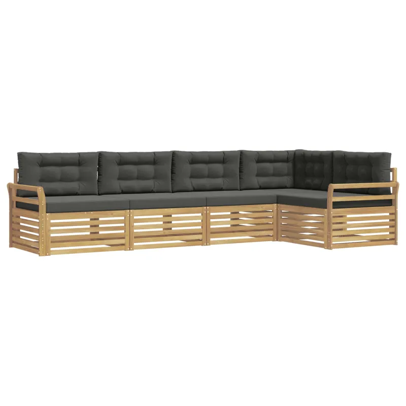 Lauko sofos komplektas 5 pcs Balta ir antracito