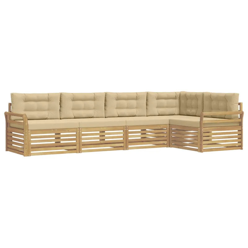 Lauko sofos komplektas 5 pcs Balta ir kreminė