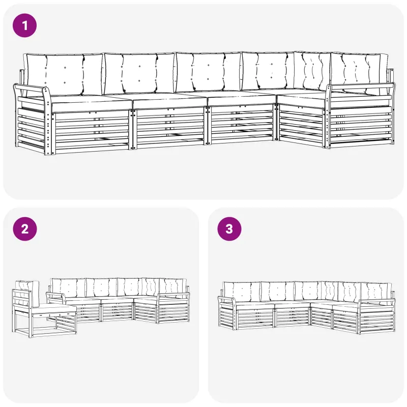 Lauko sofos komplektas 5 pcs Balta ir kreminė