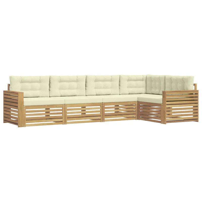 Lauko sofos komplektas 5 pcs Balta ir kreminė