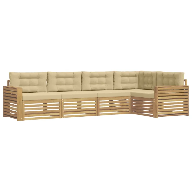Lauko sofos komplektas 5 pcs Balta ir kreminė