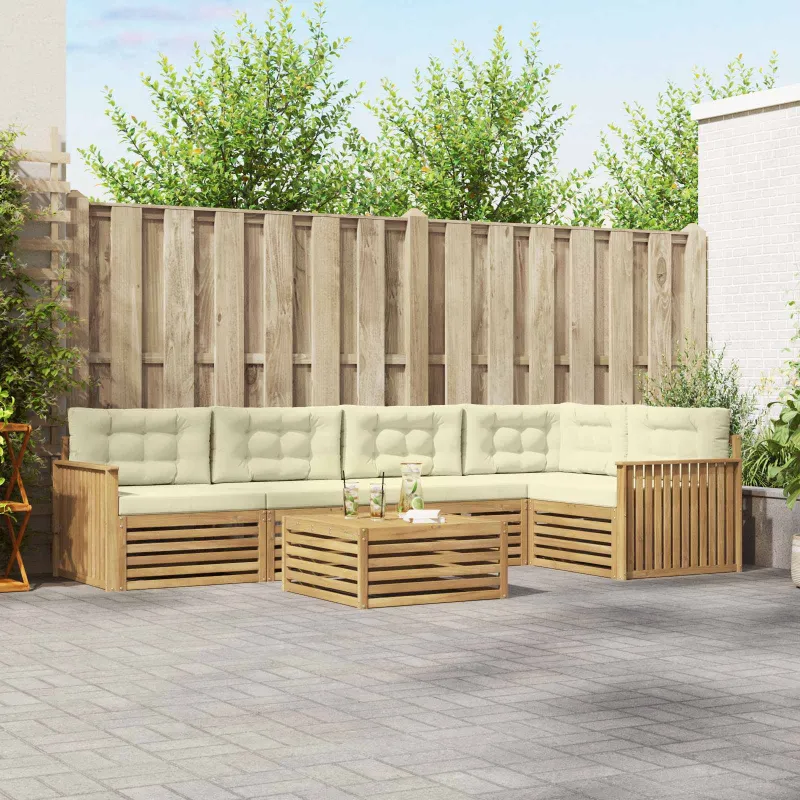 Lauko sofos komplektas 6 pcs Balta ir kreminė 79 x 79 x 37 cm