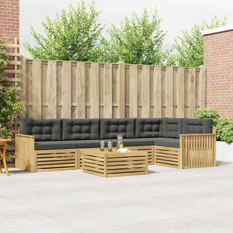 Lauko sofos komplektas 6 pcs Balta ir antracito 79 x 79 x 37 cm