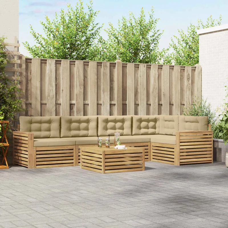 Lauko sofos komplektas 6 pcs Balta ir kreminė 79 x 79 x 37 cm