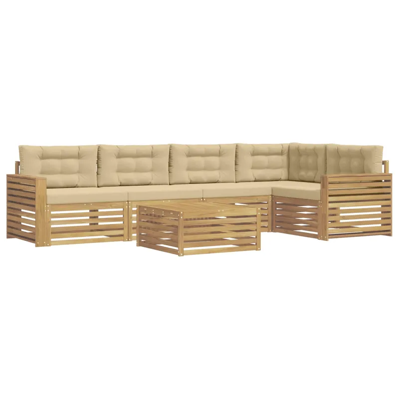 Lauko sofos komplektas 6 pcs Balta ir kreminė 79 x 79 x 37 cm