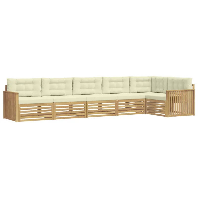 Lauko sofos komplektas 6 pcs Balta ir kreminė