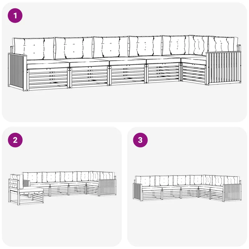 Lauko sofos komplektas 6 pcs Balta ir antracito