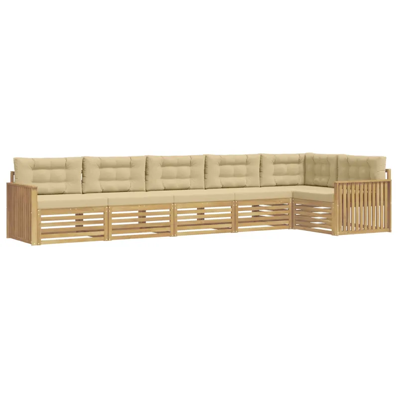Lauko sofos komplektas 6 pcs Balta ir kreminė