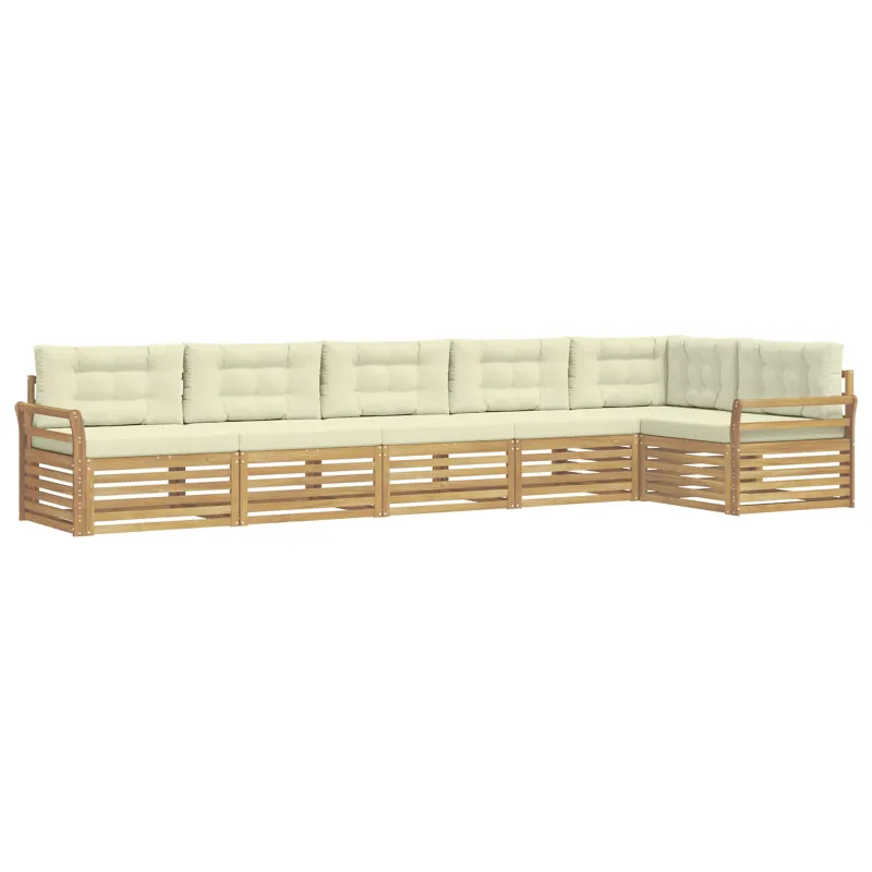 Lauko sofos komplektas 6 pcs Balta ir kreminė
