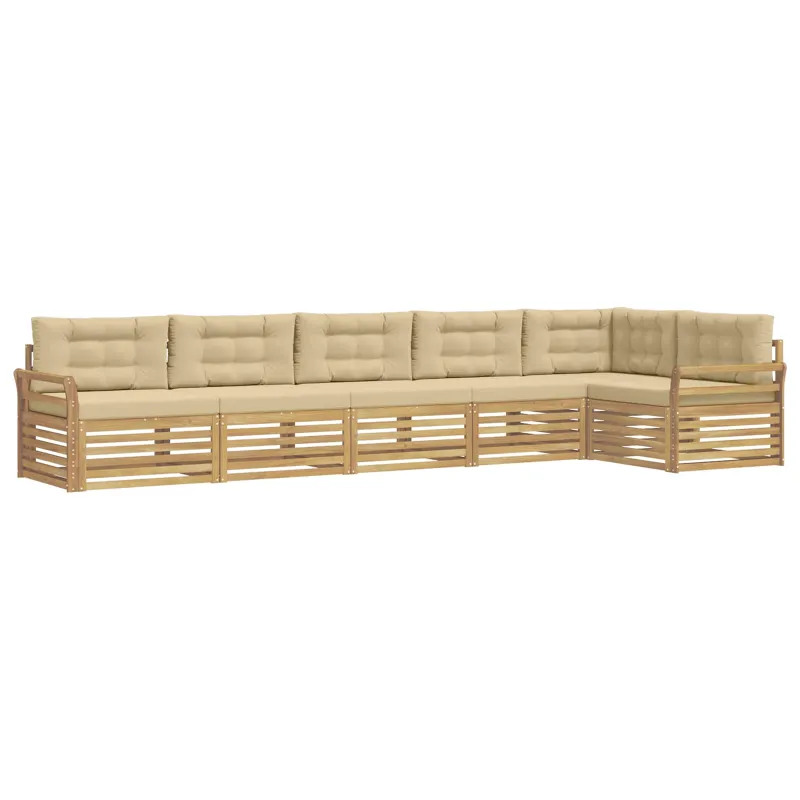 Lauko sofos komplektas 6 pcs Balta ir kreminė