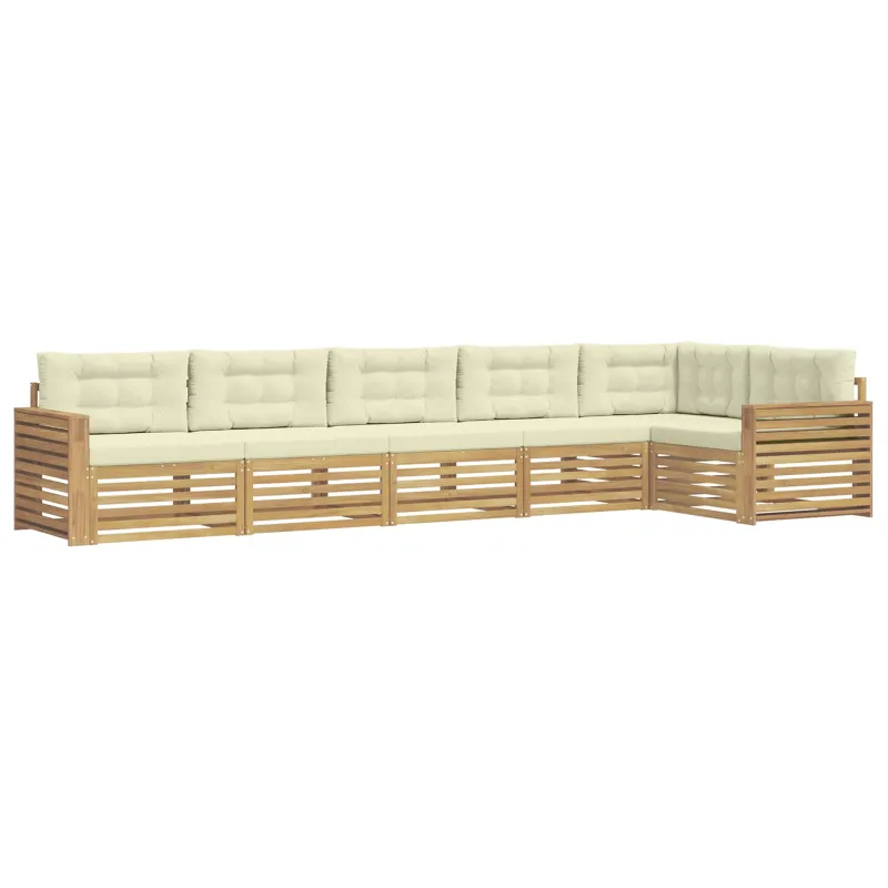 Lauko sofos komplektas 6 pcs Balta ir kreminė