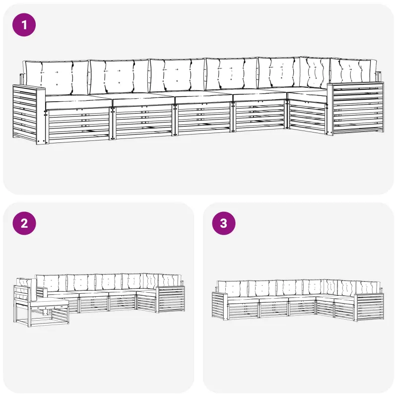 Lauko sofos komplektas 6 pcs Balta ir antracito