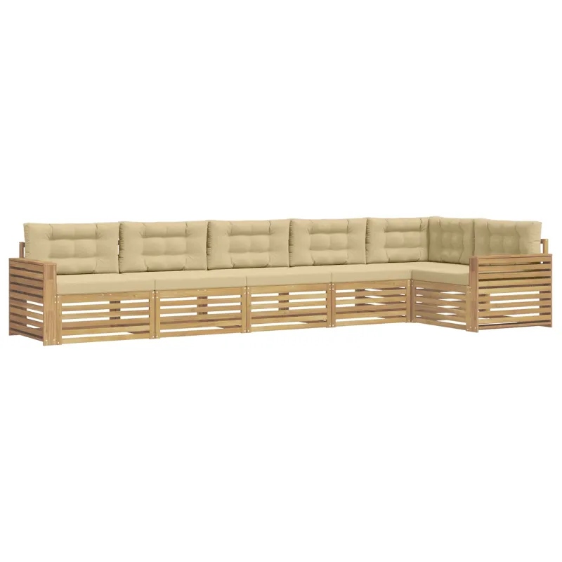 Lauko sofos komplektas 6 pcs Balta ir kreminė