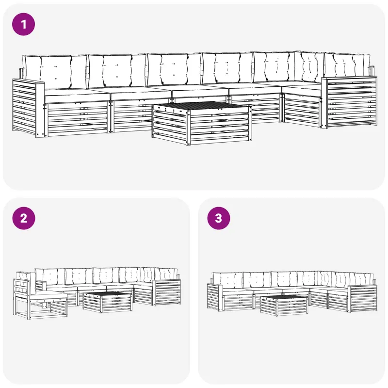 Lauko sofos komplektas 7 pcs Balta ir antracito 79 x 79 x 37 cm