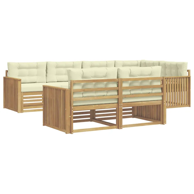 Lauko sofos komplektas 7 pcs Balta ir kreminė