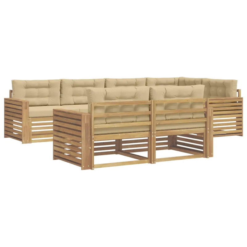 Lauko sofos komplektas 7 pcs Balta ir kreminė