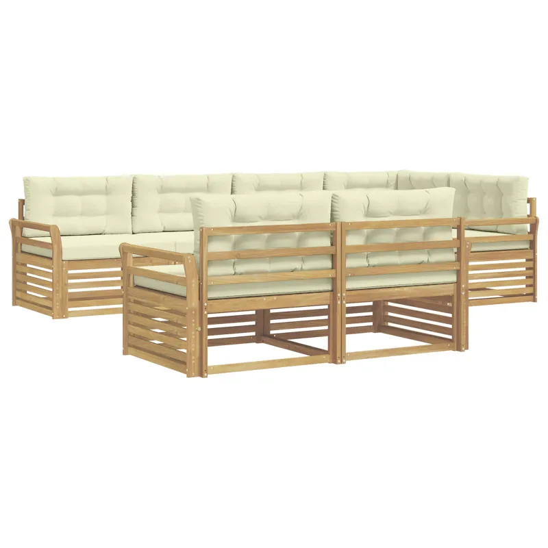 Lauko sofos komplektas 7 pcs Balta ir kreminė