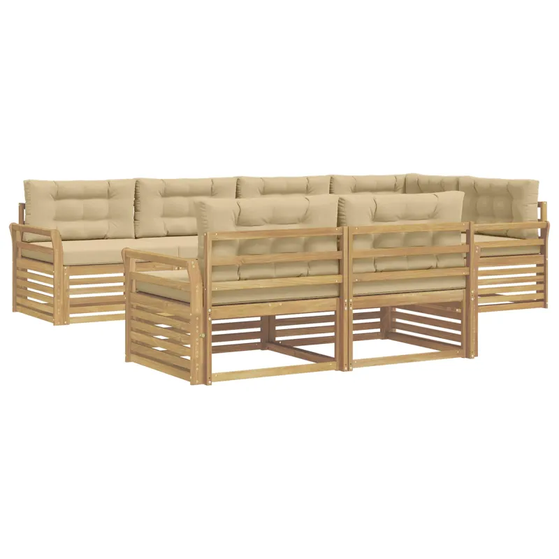 Lauko sofos komplektas 7 pcs Balta ir kreminė
