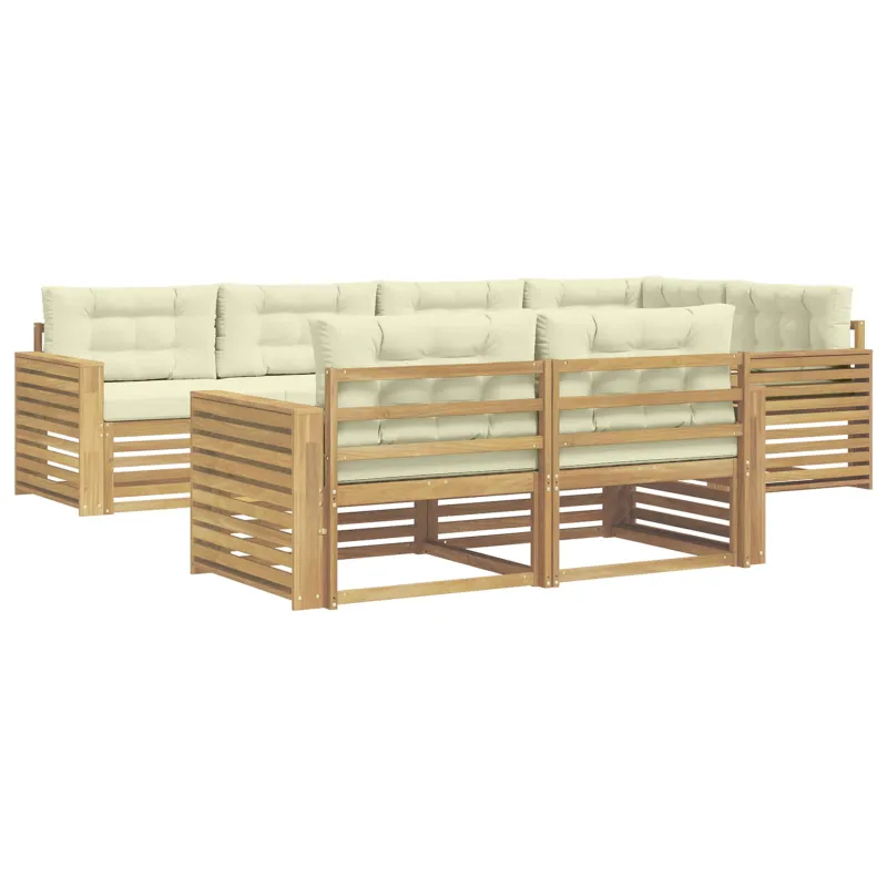 Lauko sofos komplektas 7 pcs Balta ir kreminė