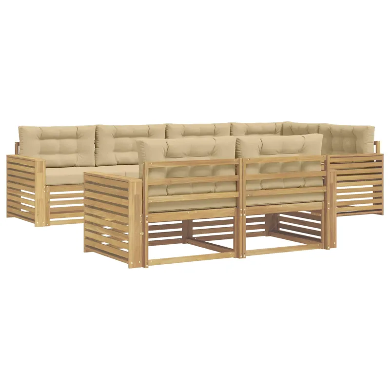 Lauko sofos komplektas 7 pcs Balta ir kreminė