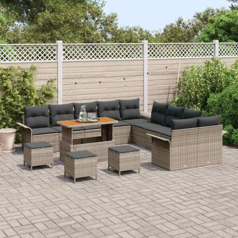 Sodo sohvaryhmä tyynyine 14 osaa, harmaa polyrataani