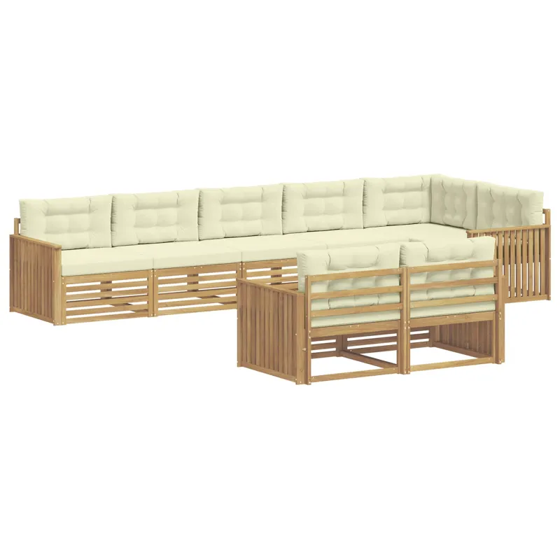 Lauko sofos komplektas 8 pcs Balta ir kreminė