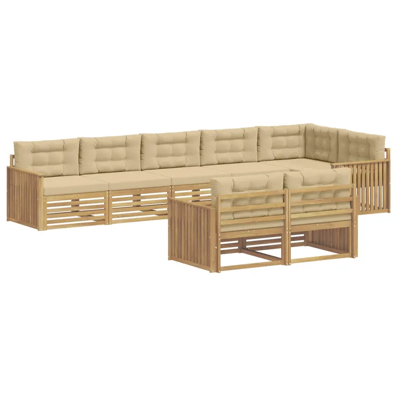 Lauko sofos komplektas 8 pcs Balta ir kreminė