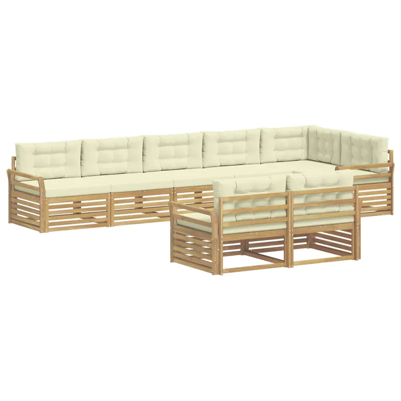 Lauko sofos komplektas 8 pcs Balta ir kreminė