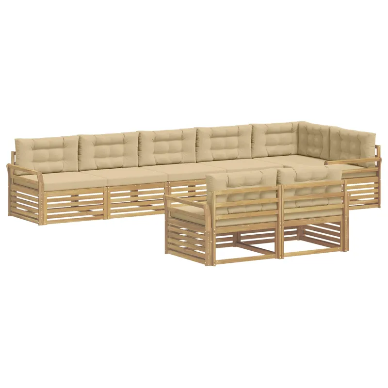 Lauko sofos komplektas 8 pcs Balta ir kreminė