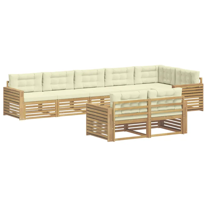 Lauko sofos komplektas 8 pcs Balta ir kreminė
