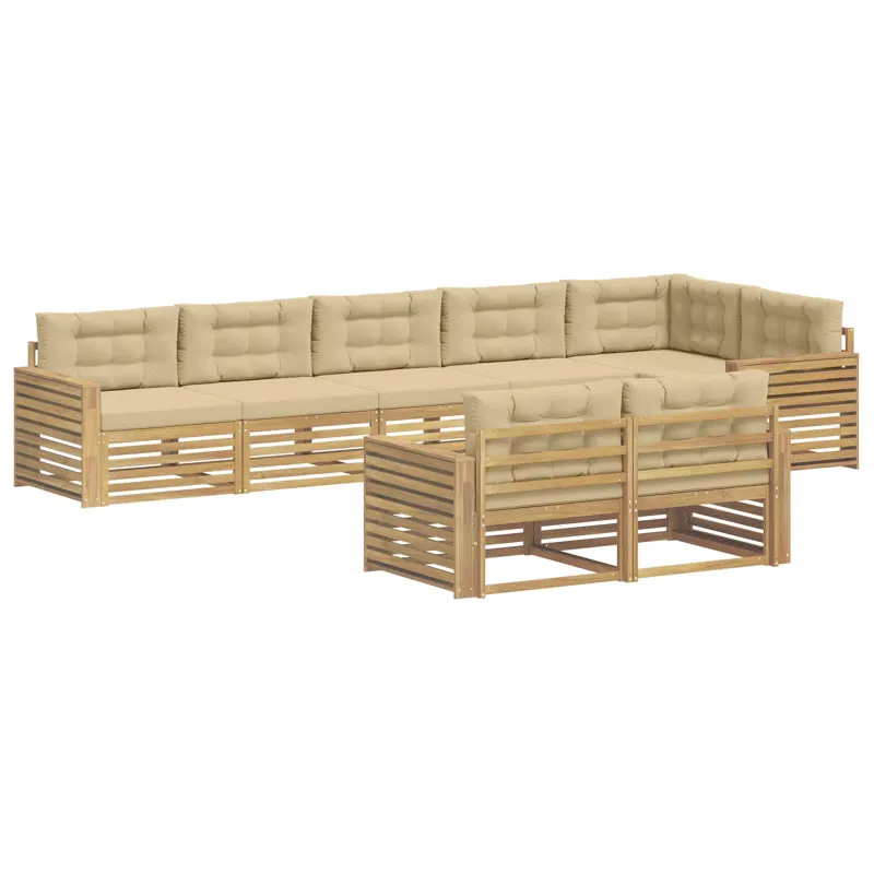 Lauko sofos komplektas 8 pcs Balta ir kreminė
