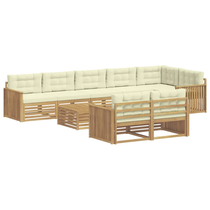 Lauko sofos komplektas 9 pcs Balta ir kreminė 79 x 79 x 37 cm