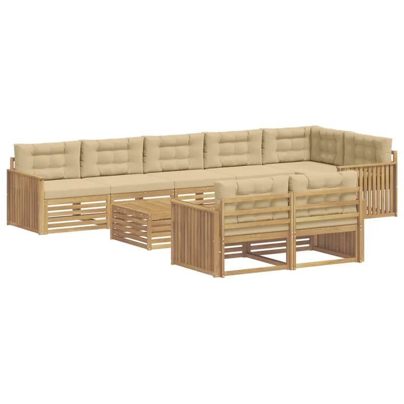 Lauko sofos komplektas 9 pcs Balta ir kreminė 79 x 79 x 37 cm