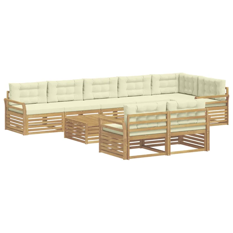Lauko sofos komplektas 9 pcs Balta ir kreminė 79 x 79 x 37 cm