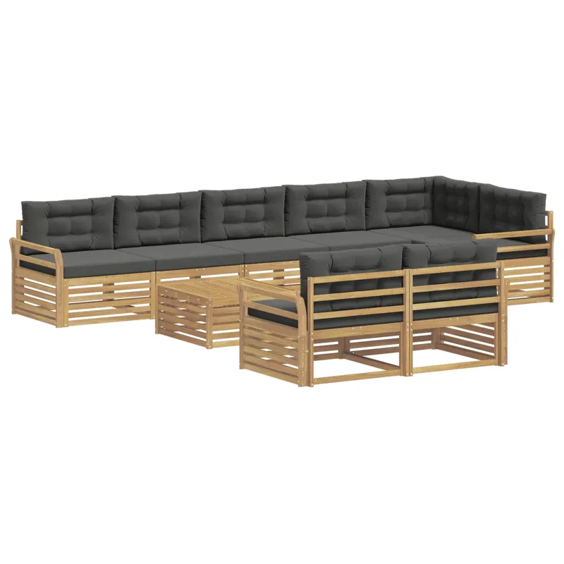 Lauko sofos komplektas 9 pcs Balta ir antracito 79 x 79 x 37 cm