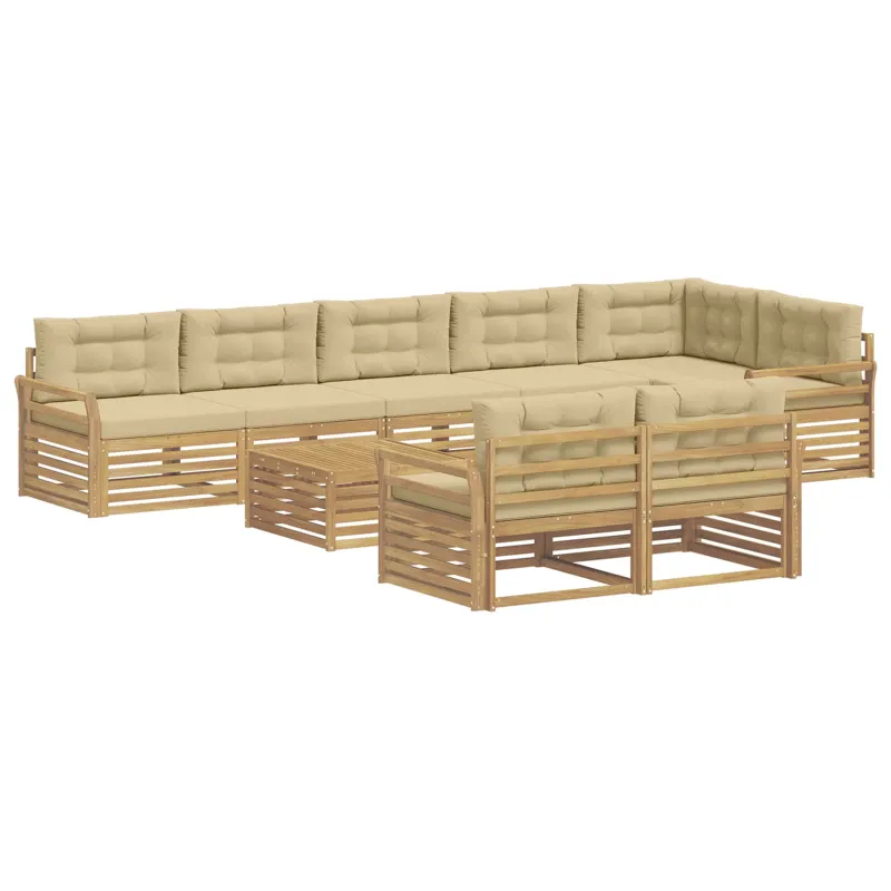 Lauko sofos komplektas 9 pcs Balta ir kreminė 79 x 79 x 37 cm