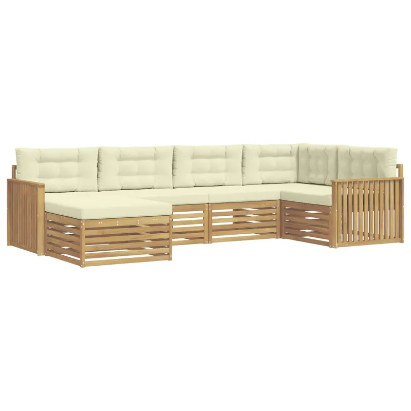 Lauko sofos komplektas 6 pcs Balta ir kreminė