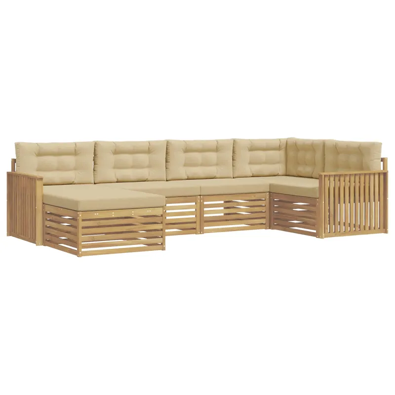 Lauko sofos komplektas 6 pcs Balta ir kreminė