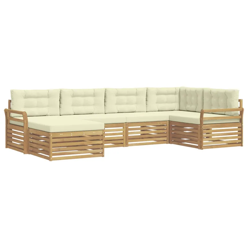 Lauko sofos komplektas 6 pcs Balta ir kreminė