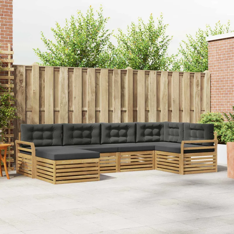 Lauko sofos komplektas 6 pcs Balta ir antracito